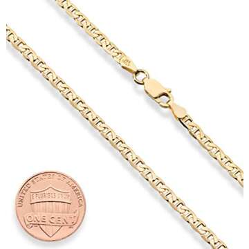 Miabella Italian Solid 18K Gold Over Sterling Silver Italian 3mm, 4mm, 6mm Diamond-Cut Flat Mariner ...