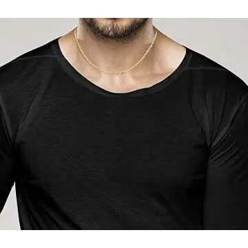 Miabella Italian Solid 18K Gold Over Sterling Silver Italian 3mm, 4mm, 6mm Diamond-Cut Flat Mariner Link Chain Necklace for Women Men, 925 Italy (3mm, Length 16 Inches (women's choker length))