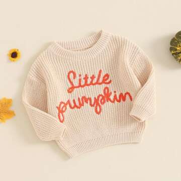 Halloween Baby Sweater Clothes Girl Boy Little Pumpkin Embroidery Sweater Shirt Toddler Fall Winter ...