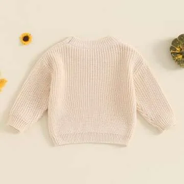 Halloween Baby Sweater Clothes Girl Boy Little Pumpkin Embroidery Sweater Shirt Toddler Fall Winter Knit Pullover (Beige, 18-24 Months)