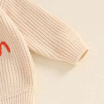 Halloween Baby Sweater Clothes Girl Boy Little Pumpkin Embroidery Sweater Shirt Toddler Fall Winter Knit Pullover (Beige, 18-24 Months)
