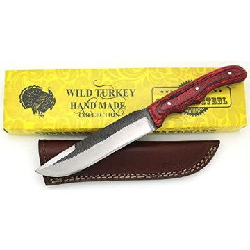 Wild Turkey Handmade Full Tang Real File Hunting Knife - Perfect for Outdoors, Hunting, and Camping