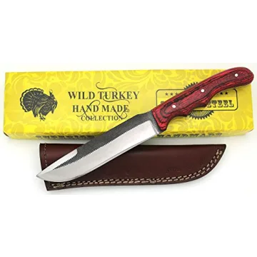 Wild Turkey Handmade Full Tang Real File Hunting Knife - Perfect for Outdoors, Hunting, and Camping