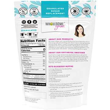 Wholesome Yum Besti Granulated Erythritol Sweetener - Natural Sugar Substitute - Keto, Non GMO, Zero...