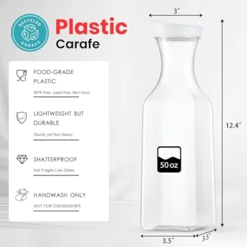NETANY 50 Oz Plastic Carafes - Versatile Beverage Containers