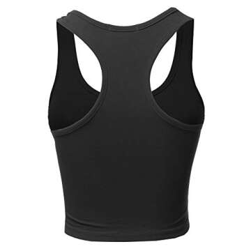 Basic Cotton Casual Scoop Neck Sleeveless Cropped Racerback Tank Tops Black S