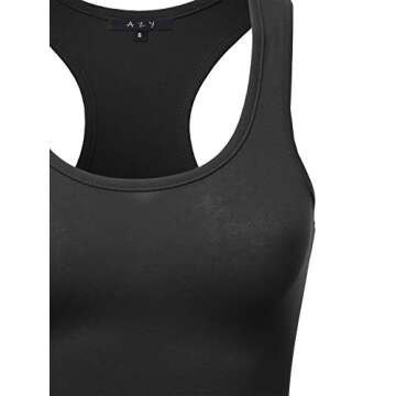 Basic Cotton Casual Scoop Neck Sleeveless Cropped Racerback Tank Tops Black S