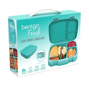 Bentgo® Fresh – Leak-Proof, Versatile 4-Compartment Bento-Style Lunch Box with Removable Divider, Portion-Controlled Meals for Teens and Adults On-The-Go – BPA-Free, Food-Safe Materials (Aqua)