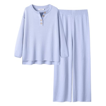 ANRABESS Women 2 Piece Outfits Oversized Loose Waffle Knit Sweater Set 2024 Fall Trendy Matching Lou...