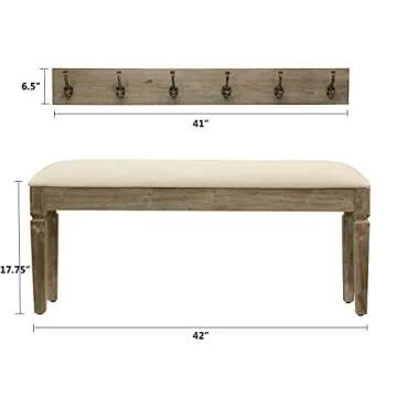 Stylish Waverly Wood Bench with Coat Rack Set