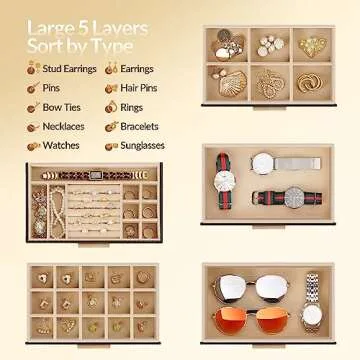 Somduy 5-Layer Elegant Jewelry Storage Box for Women