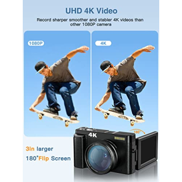 Lecran 4K Digital Camera with Autofocus and Flip Screen