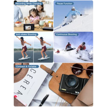 Lecran 4K Digital Camera with Autofocus and Flip Screen