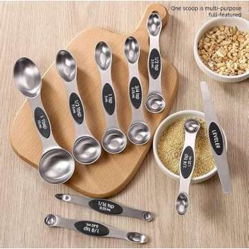 Magnetic Measuring Spoons Set of 9 - Stainless Steel Kitchen Essential