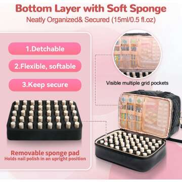Nail Polish Organizer Bag for 50 Bottles & Nail Lamp