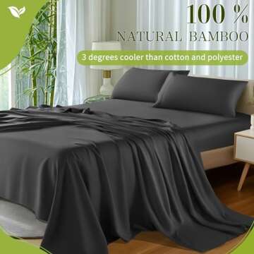 Shilucheng 100% Viscose Derived from Bamboo_ Sheets Queen Size 4pcs - Ultra Cooling & Silky Soft Bed...