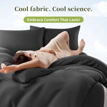 Shilucheng 100% Viscose Derived from Bamboo_ Sheets Queen Size 4pcs - Ultra Cooling & Silky Soft Bed Sheets, 16" Deep Pocket, Perfect for Hot Sleepers, Hotel Bedding Sheets (Black)