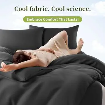 Shilucheng 100% Viscose Derived from Bamboo_ Sheets Queen Size 4pcs - Ultra Cooling & Silky Soft Bed Sheets, 16" Deep Pocket, Perfect for Hot Sleepers, Hotel Bedding Sheets (Black)