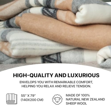 New Zealand Virgin Wool Blanket for Indoor & Outdoor Use