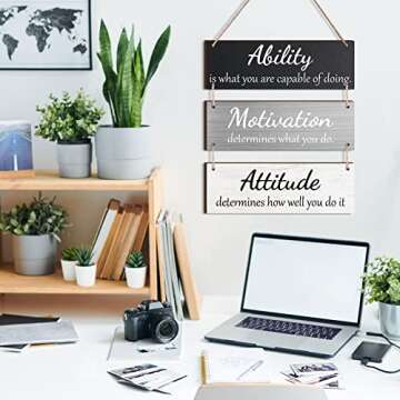 Jetec Office Wall Decor Inspirational Rustic Motivational Plaques with Sayings Wooden Hangings Abili...