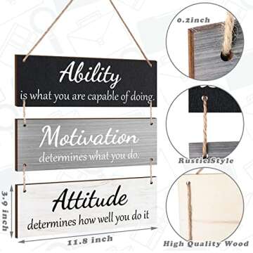 Jetec Office Wall Decor Inspirational Rustic Motivational Plaques with Sayings Wooden Hangings Ability Sign Bathroom for Home Office Art Decoration(Simple Color)