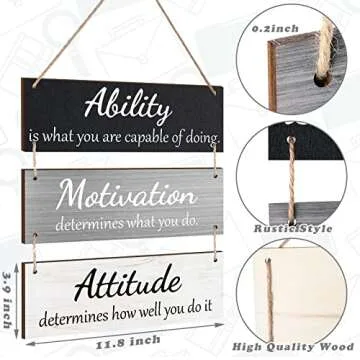 Jetec Office Wall Decor Inspirational Rustic Motivational Plaques with Sayings Wooden Hangings Ability Sign Bathroom for Home Office Art Decoration(Simple Color)