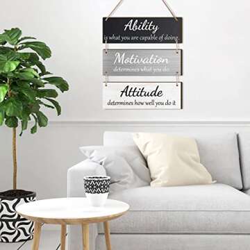 Jetec Office Wall Decor Inspirational Rustic Motivational Plaques with Sayings Wooden Hangings Ability Sign Bathroom for Home Office Art Decoration(Simple Color)