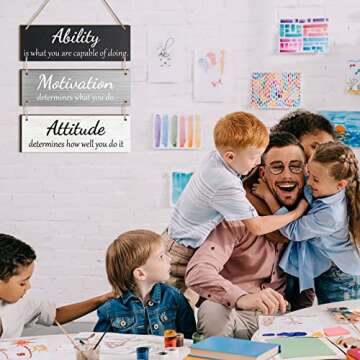 Jetec Office Wall Decor Inspirational Rustic Motivational Plaques with Sayings Wooden Hangings Ability Sign Bathroom for Home Office Art Decoration(Simple Color)