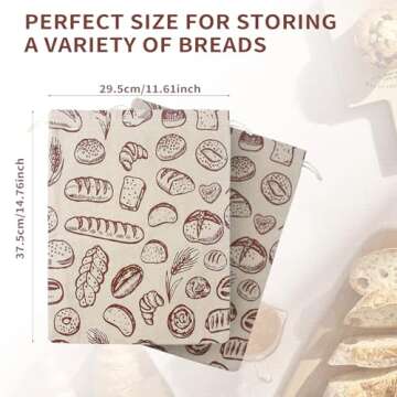 2 Pack Bread Bags for Homemade Bread Sourdough, Reusable Linen Bread Storage with Plastic Lined Bread Container Baking Supplies Fresh Keeping Food Bag