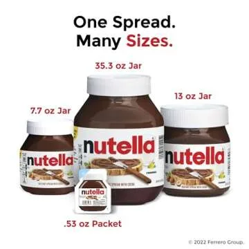 Nutella Hazelnut Spread with Cocoa for Breakfast, Bulk 120 Pack Mini Cups, 0.52 oz Each, Holiday Baking and Desserts