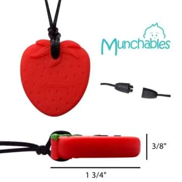 Munchables Strawberry Chew Necklace Sensory Chewable Jewelry