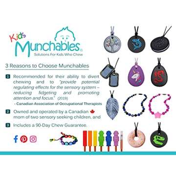 Munchables Strawberry Chew Necklace for Children, Adults and Teens - Sensory Chewable Jewelry
