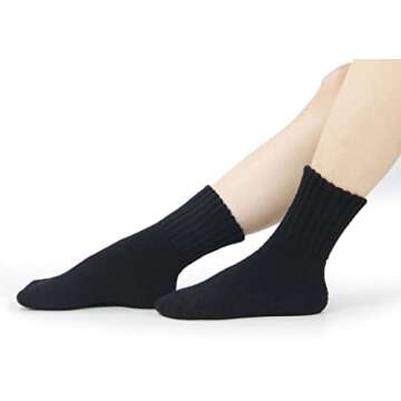 BenSorts Winter Solid Boots Socks for Women Thick Warm Cozy Crew Socks 5 Pair Black Black Beige Beige Beige