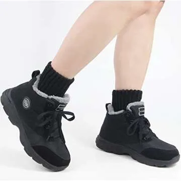 BenSorts Winter Solid Boots Socks for Women Thick Warm Cozy Crew Socks 5 Pair Black Black Beige Beige Beige