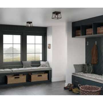 Progress Lighting P350022-020 Briarwood Collection Farmhouse Flush Mount Ceiling Light, One, Antique Bronze