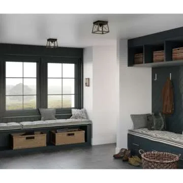 Progress Lighting P350022-020 Briarwood Collection Farmhouse Flush Mount Ceiling Light, One, Antique Bronze