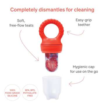 Baby Fruit Feeder by Lovenoobs™, Frozen Teething Toys for Babies, 2 Pack, Fruit Pacifier with 6 Te...