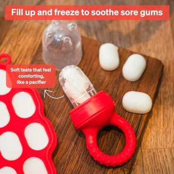 Baby Fruit Feeder by Lovenoobs™, Frozen Teething Toys for Babies, 2 Pack, Fruit Pacifier with 6 Teats, BPA/BPS Free, Mesh Teether, Food-Grade Silicone, Baby Feeding Essentials
