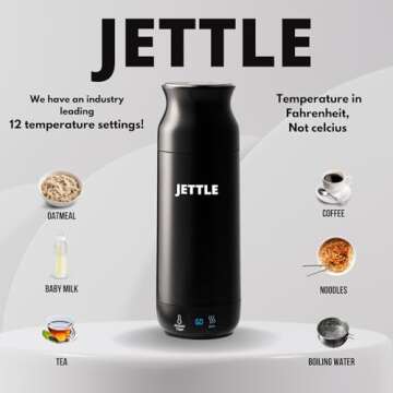 Jettle Electric Kettle - Travel Portable Heater for Coffee Tea Milk Soup - Stainless Steel Travel Wa...