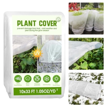 DewGami Plant Covers Freeze Protection,Winter Plant Covers for Garden 10'x33',Floating Row Cover,Thi...