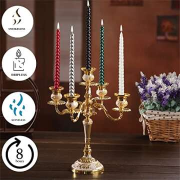 SEVEN LUCKY LIGHT Black Taper Candles,Metal Style 10 inch Black Candle Sticks,8 hrs Clean Burning Sp...