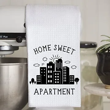 WCGXKO Funny Dish Towel Home Sweet Apartment Kitchen Towel Sweet Housewarming Gift New Apartment Gifts Decor (Sweet Apartment)