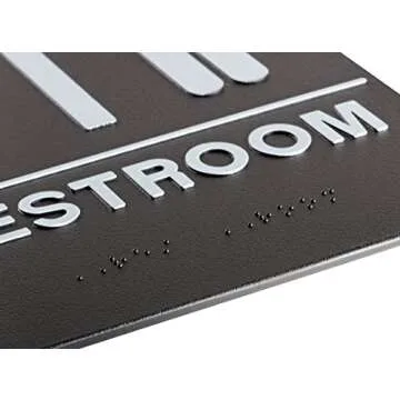 Alpine Industries Unisex Braille Bathroom Restroom Sign – Durable & ADA Compliant 6x9"