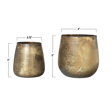 Creative Co-Op Distressed Brass Metal Planters Set of 2