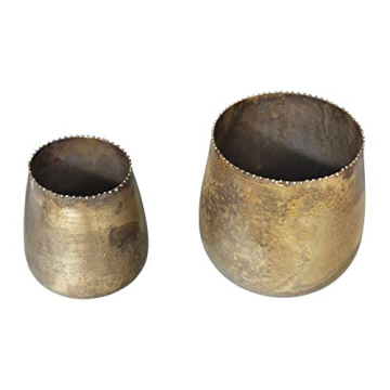 Creative Co-Op Distressed Brass Metal Planters Set of 2