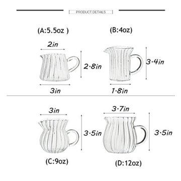 CHOOLD 4-12oz Embossed Glass Creamer Pitcher