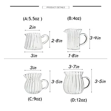 CHOOLD 4-12oz Embossed Glass Creamer Pitcher
