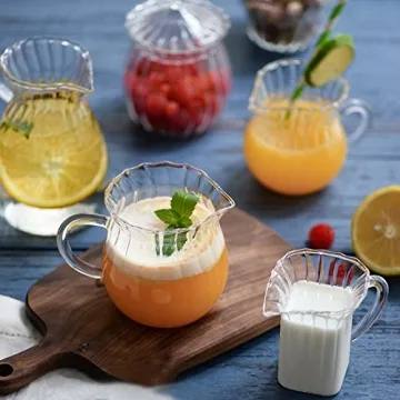 CHOOLD 4-12oz Embossed Glass Creamer Pitcher