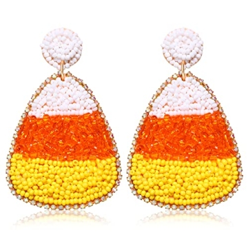 CEALXHENY Halloween Earrings Beaded Boo Earrings for Women Spooky Ghost Pumpkin Drop Dangle Earrings...