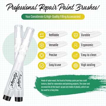 AshelyZ Refillable Touch Up Paint Pen 10 Pcs, Quick Wall Repair Paint Pens, Fillable Paint Pens for Wall Touch Up, Fence Scratch, Wood Floors, Cabinets, Doors, Furniture Repair Brush Pen